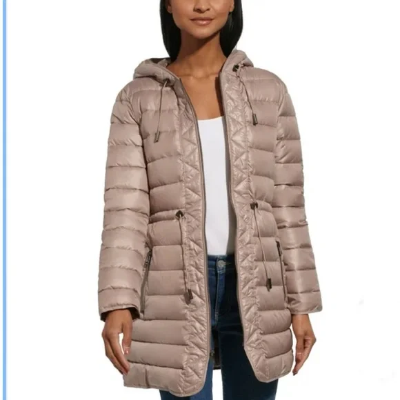 NWOT Kenneth Cole Khaki Brown Quilted Anorak Jacket - Picture 5 of 15